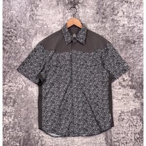 New Club Ride Cycling Shirt Small Mens Far West Gray Floral Pearl Snap